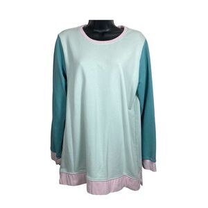 Lands' End Women's Sweatshirt - Mint and Pink